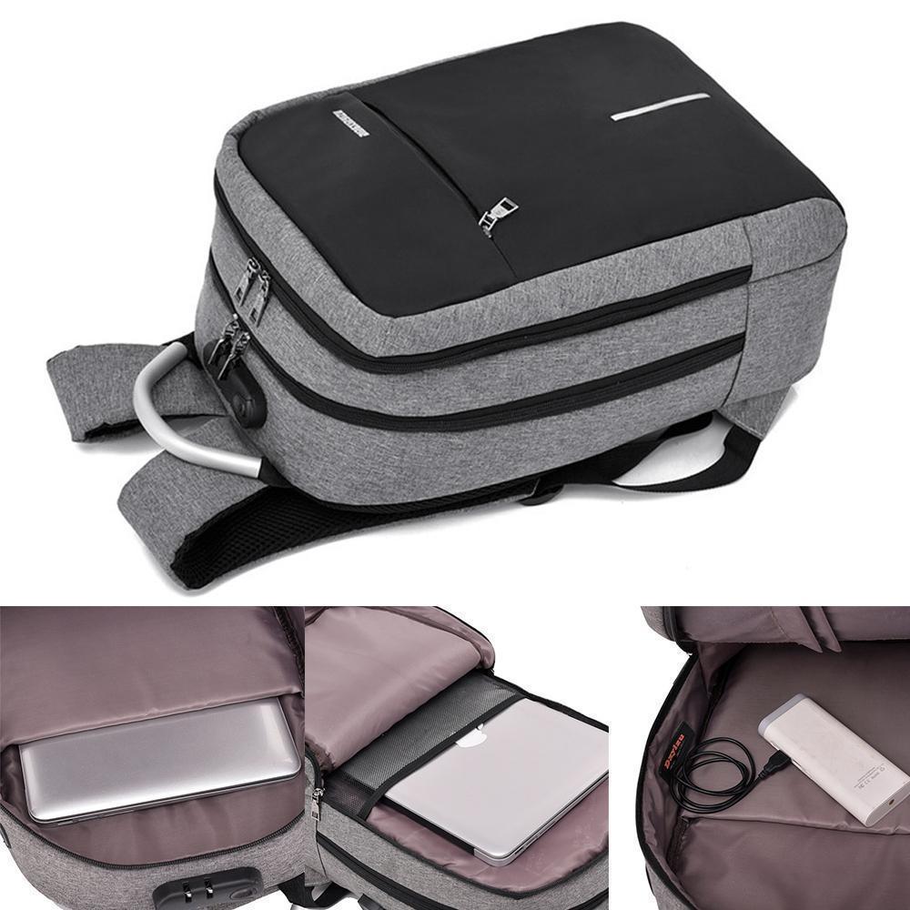 Secure 3-Pin Lock Anti-Theft USB Backpack