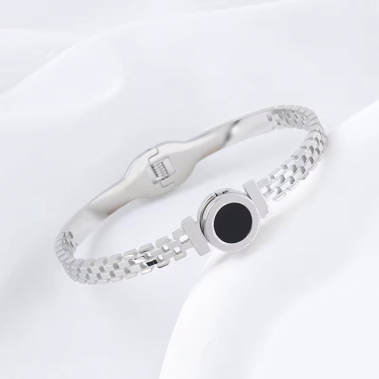 Classic Silver Roman Numeral Cuff Bangle