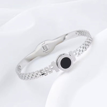 Classic Silver Roman Numeral Cuff Bangle