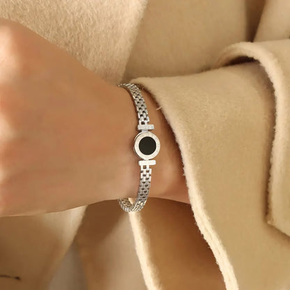 Classic Silver Roman Numeral Cuff Bangle