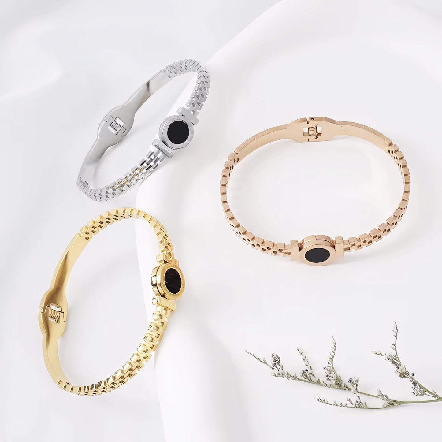 Classic Silver Roman Numeral Cuff Bangle