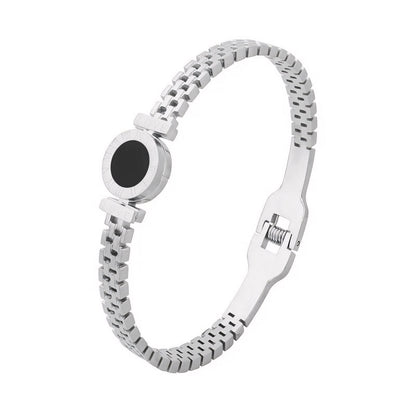 Classic Silver Roman Numeral Cuff Bangle