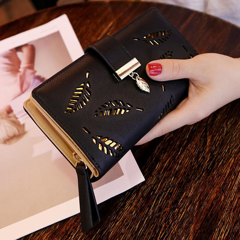 Premium Leather Wallet with Leaf Accent