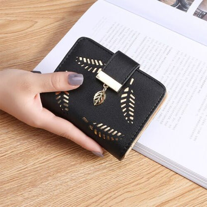 Premium Leather Wallet with Leaf Accent - Luxicro