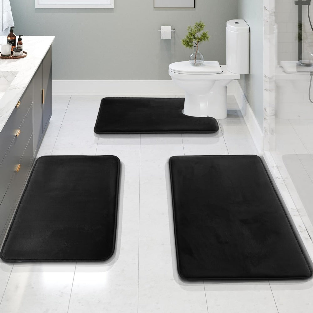Plush Soft Memory Foam Bathroom Mat - 3 Piece Set