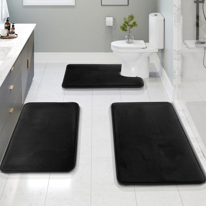 Plush Memory Foam Bath Mat Set, Soft and Absorbent