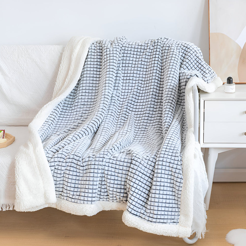 Cozy Fleece Waffle Throw Blanket