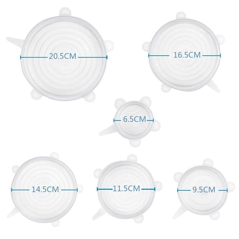 Leakproof Silicone Kitchen Container Lids (6 Pack)
