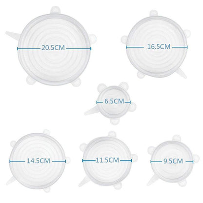 Leakproof Silicone Kitchen Container Lids (6 Pack)