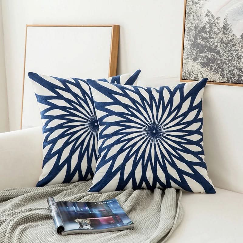 Blue Flower Pattern Decorative Pillow Cover - Luxicro