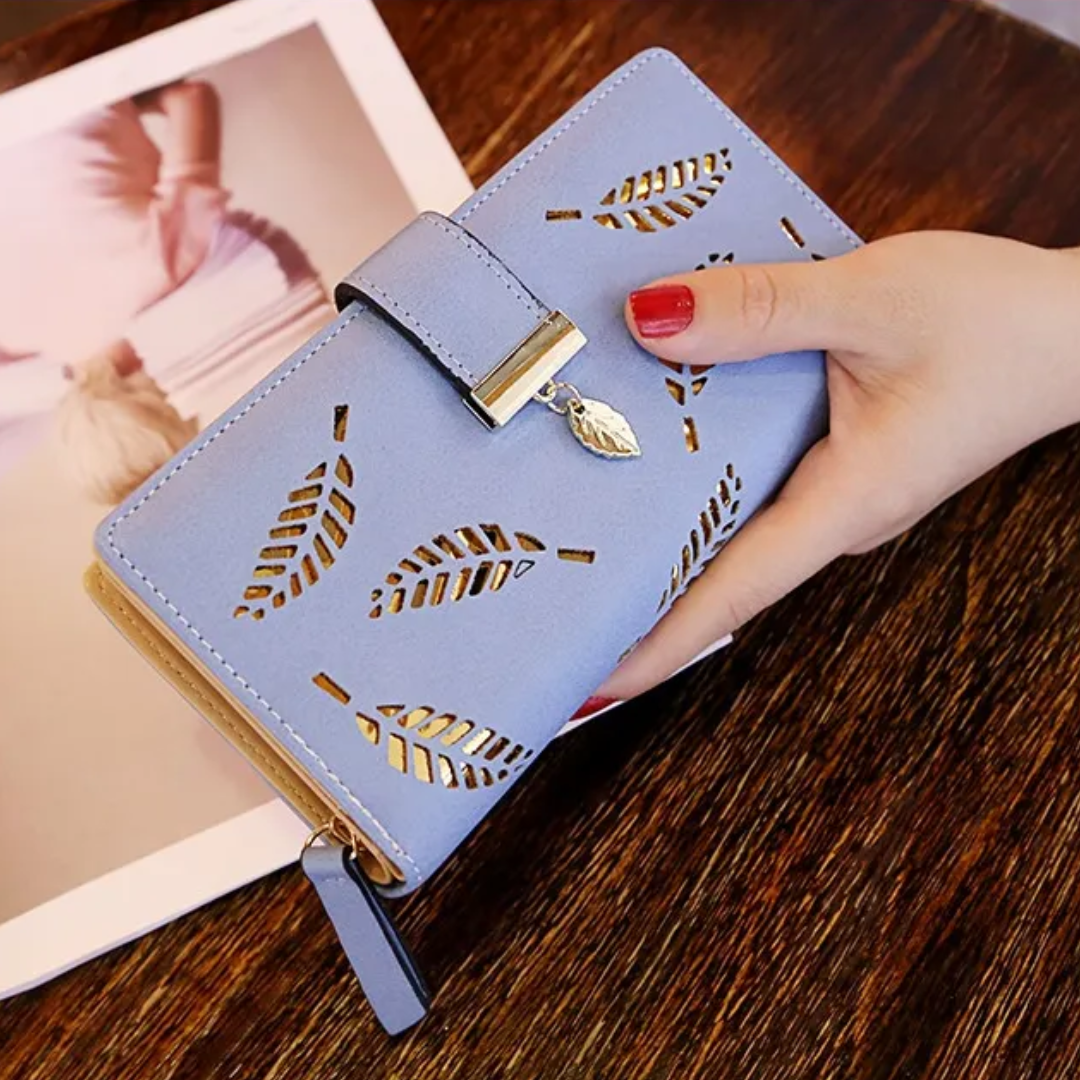Premium Leather Wallet with Leaf Accent