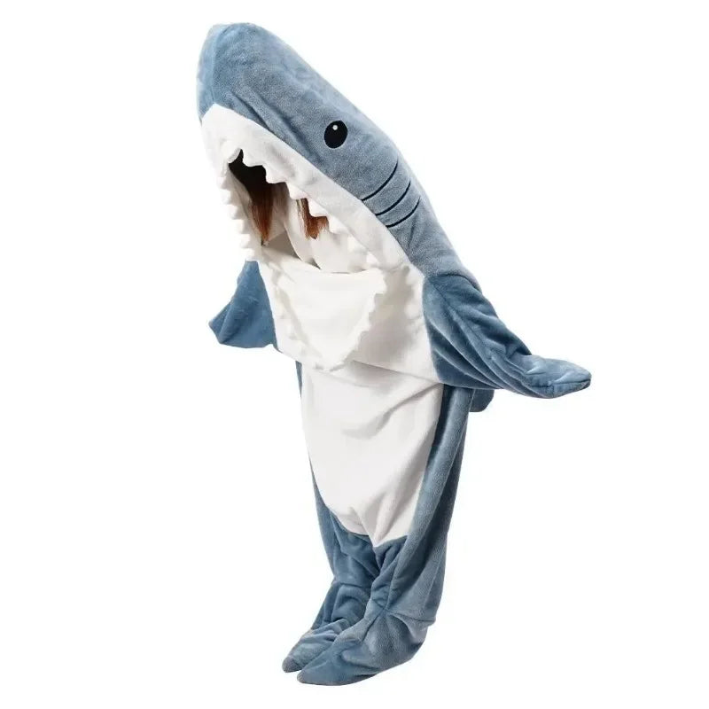 Cozy Plush Shark Hooded Throw Blanket