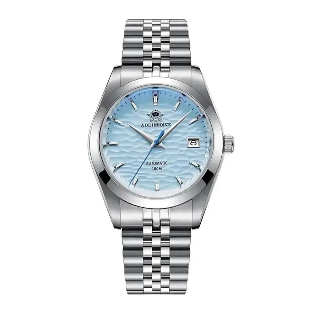 Classic 39mm Automatic Patterned Face Watch - Leather Strap - Luxicro