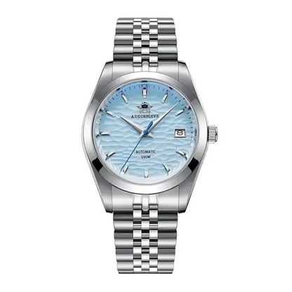 Classic 39mm Automatic Patterned Face Watch - Leather Strap - Luxicro