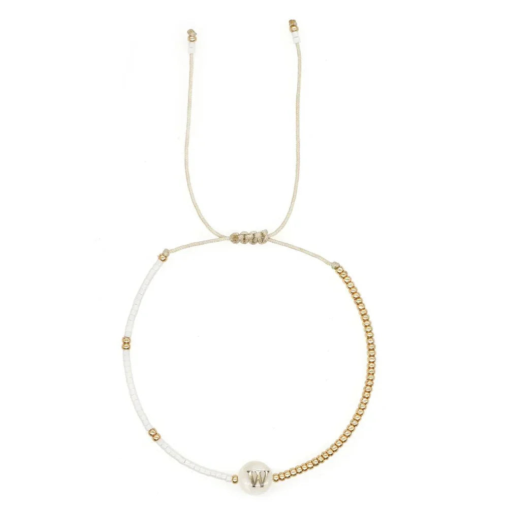 Stylish Monogram Bead Charm Bracelet