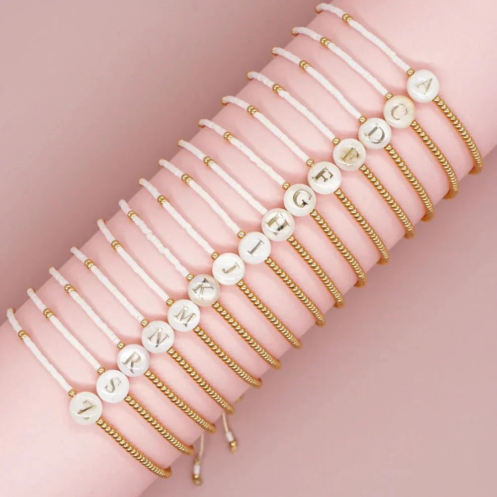 Stylish Monogram Bead Charm Bracelet