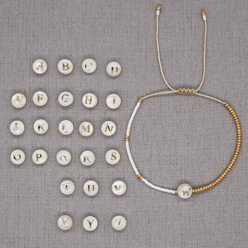 Stylish Monogram Bead Charm Bracelet