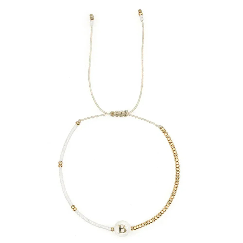 Stylish Monogram Bead Charm Bracelet