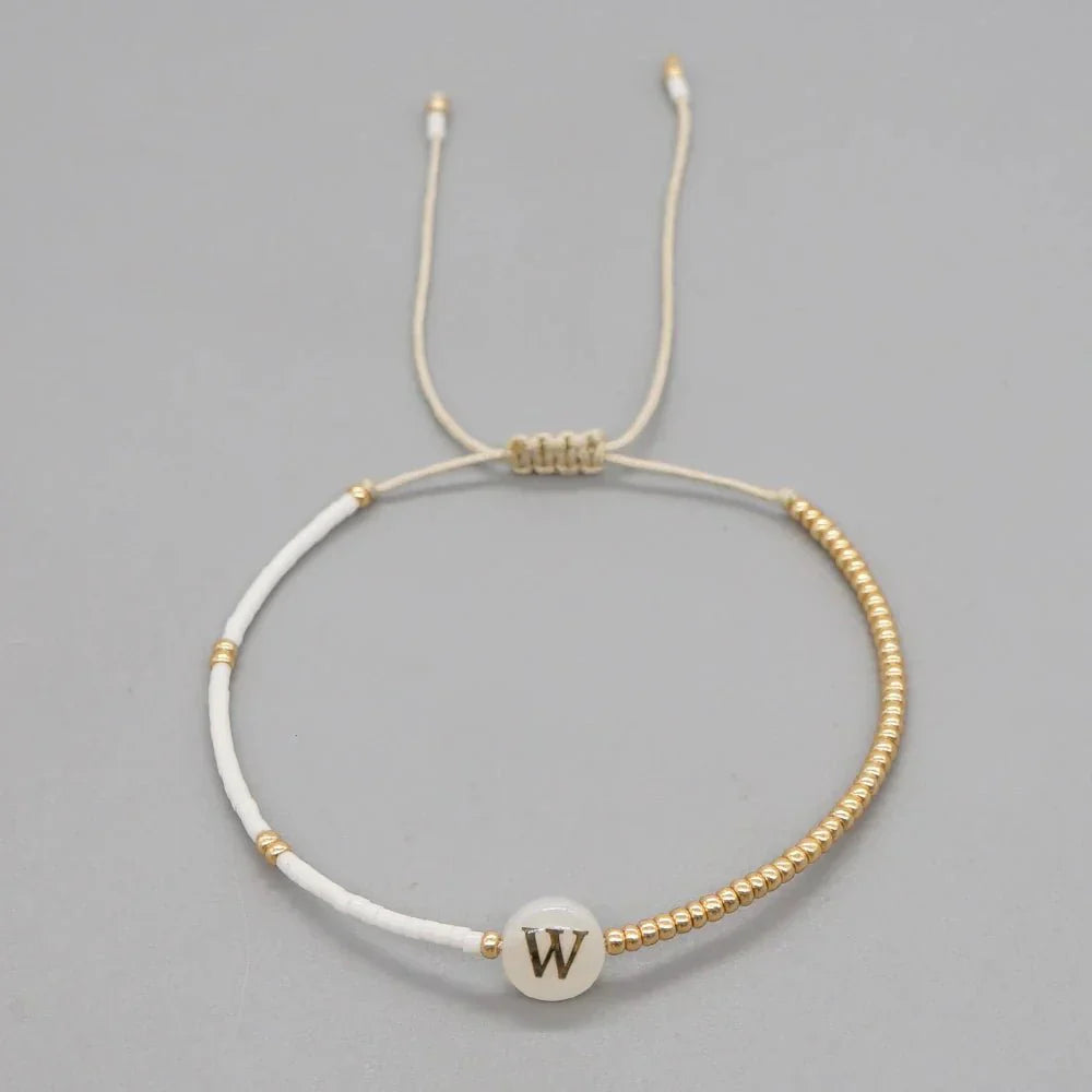 Stylish Monogram Bead Charm Bracelet