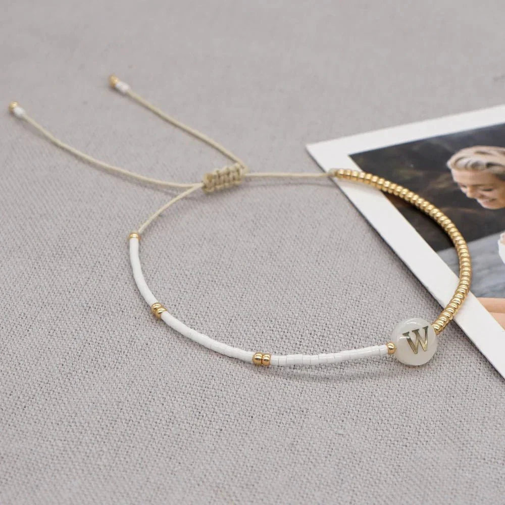 Stylish Monogram Bead Charm Bracelet
