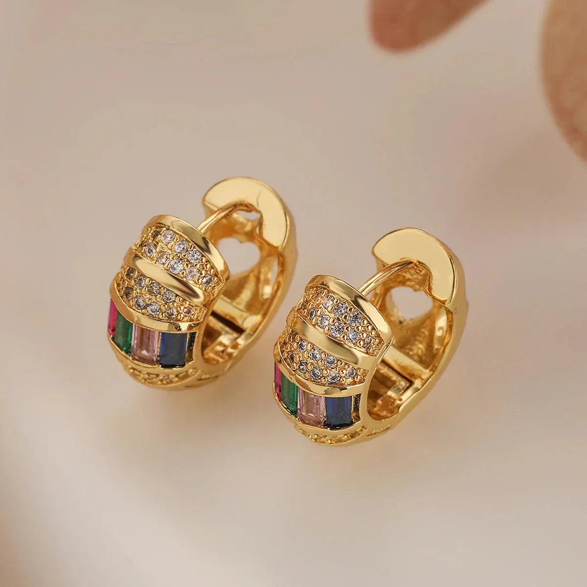 Big Sparkle Huggie Drop Earrings