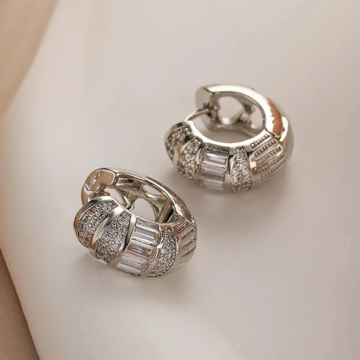 Big Sparkle Huggie Drop Earrings