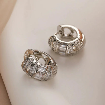 Big Sparkle Huggie Drop Earrings