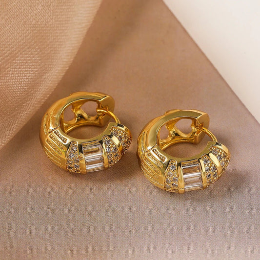 Big Sparkle Huggie Drop Earrings - Luxicro
