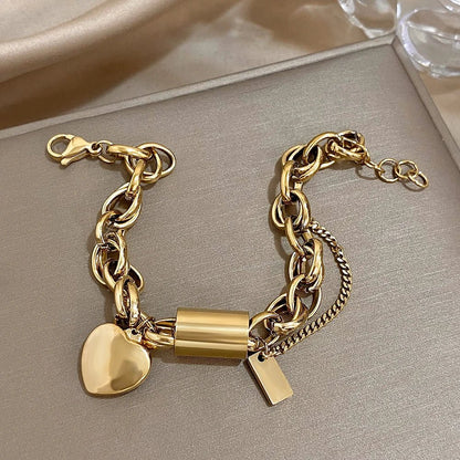 Bold Chunky Heart Chain Bracelet