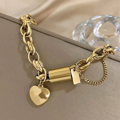 Bold Chunky Heart Chain Bracelet