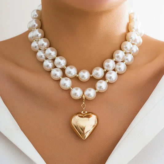 Beautiful Triple Strand Pearl Pendant Necklace - Luxicro