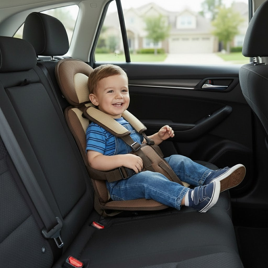 Compact Kids Booster Car Seat - Lightweight Foldable Travel Seat - Luxicro