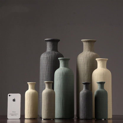Elegant Gray Ceramic Floral Vase Pot
