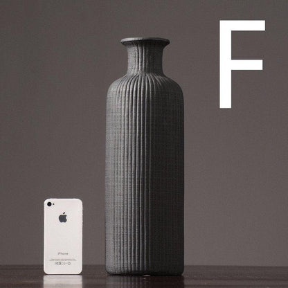Elegant Gray Ceramic Floral Vase Pot
