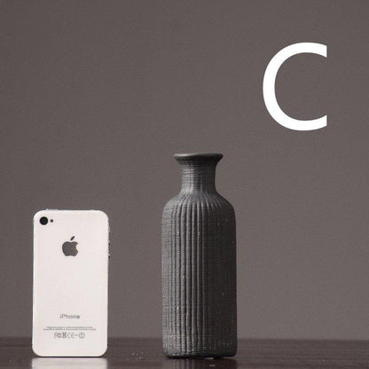 Elegant Gray Ceramic Floral Vase Pot