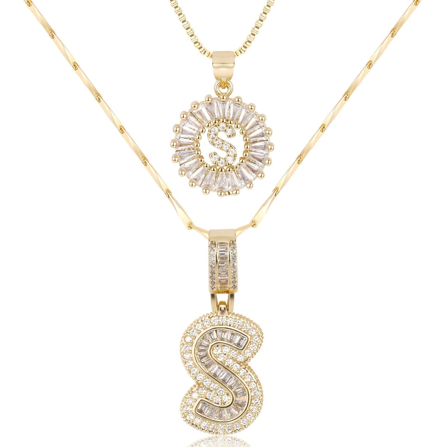 Custom 14k Gold Letter Diamond Necklaces