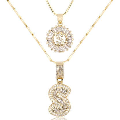 Custom 14k Gold Letter Diamond Necklaces