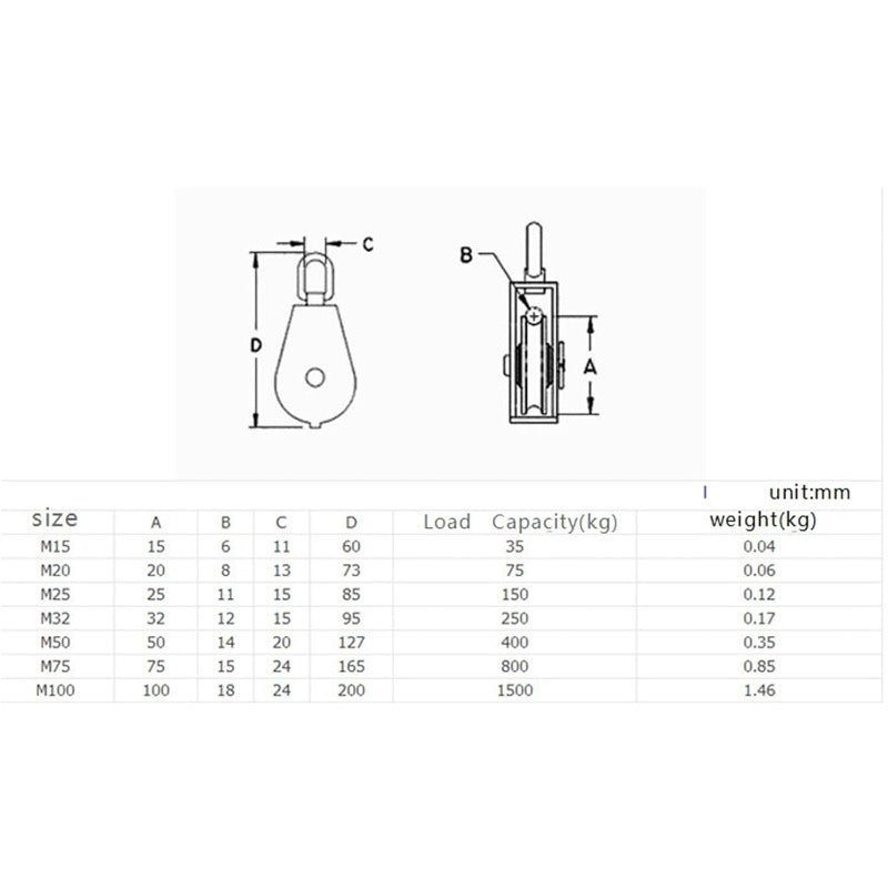Heavy Duty Steel Swing Pulley Block