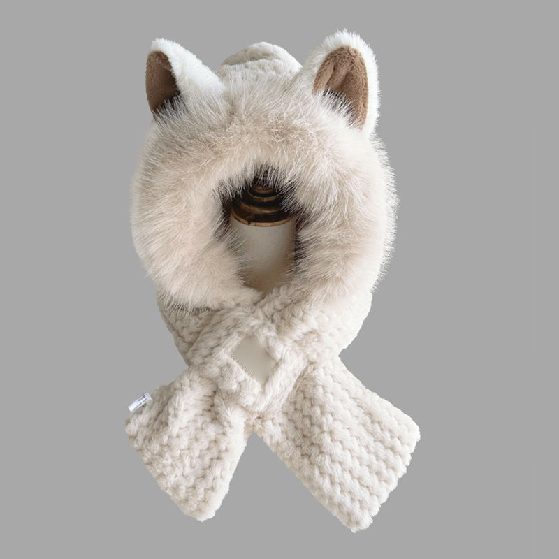 Warm Fox Ears Beanie Scarf Set