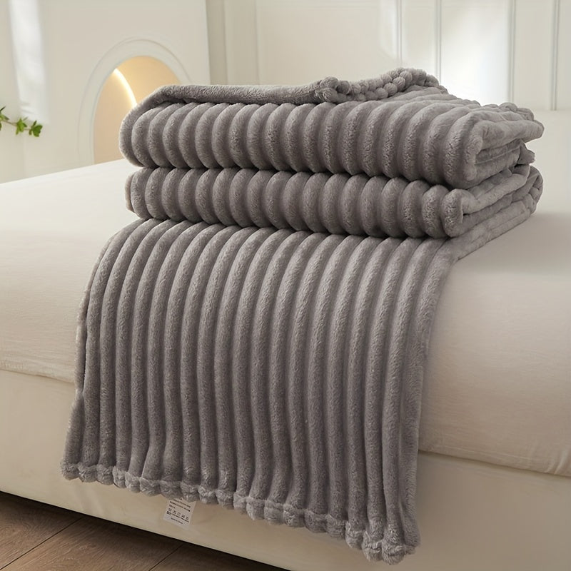 Soft Plush Throw Blanket with Woven Design