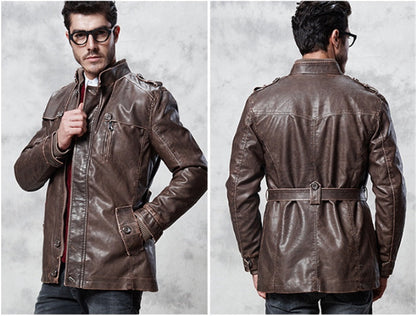 Authentic Mens Faux Leather Jacket - Stylish Zip Up Coat - Luxicro