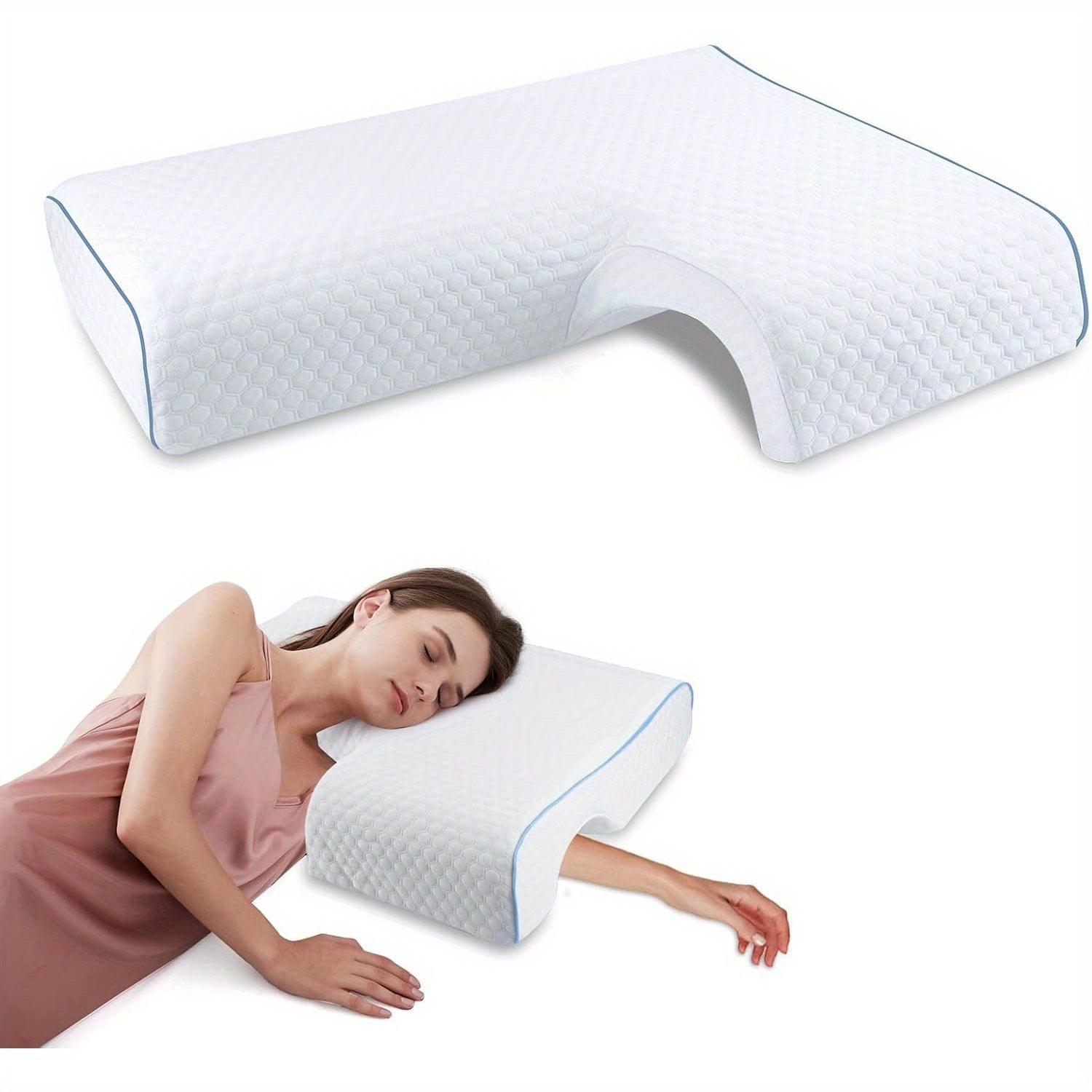 Contoured Support Pillow - Ergonomic Neck and Back Relief - Luxicro