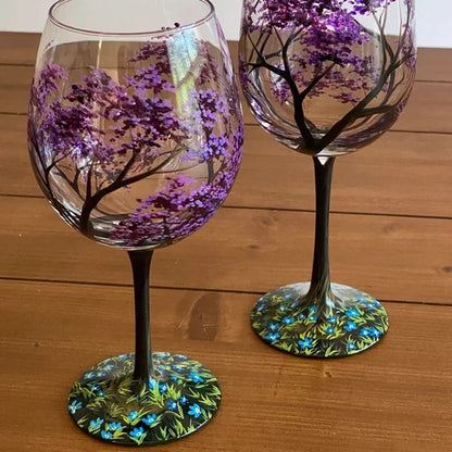Beautiful Painted Wine Glass - Decorative Glassware