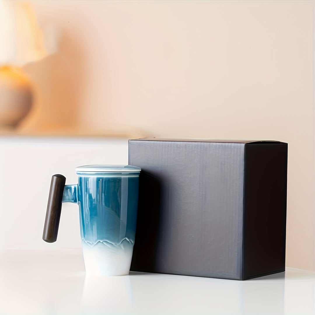 Classic Ceramic Tea Cup with Strainer and Handle