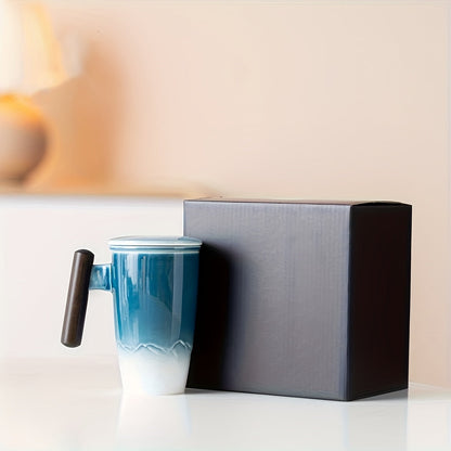 Classic Ceramic Tea Cup with Strainer and Handle