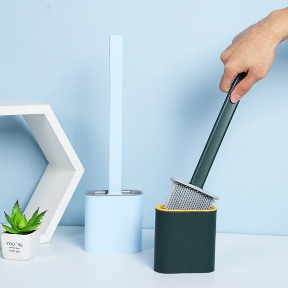 Soft Bristle Toilet Brush - Easy Clean Silicone Handle - Luxicro