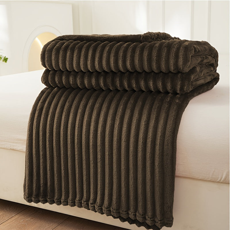 Soft Plush Throw Blanket with Woven Design