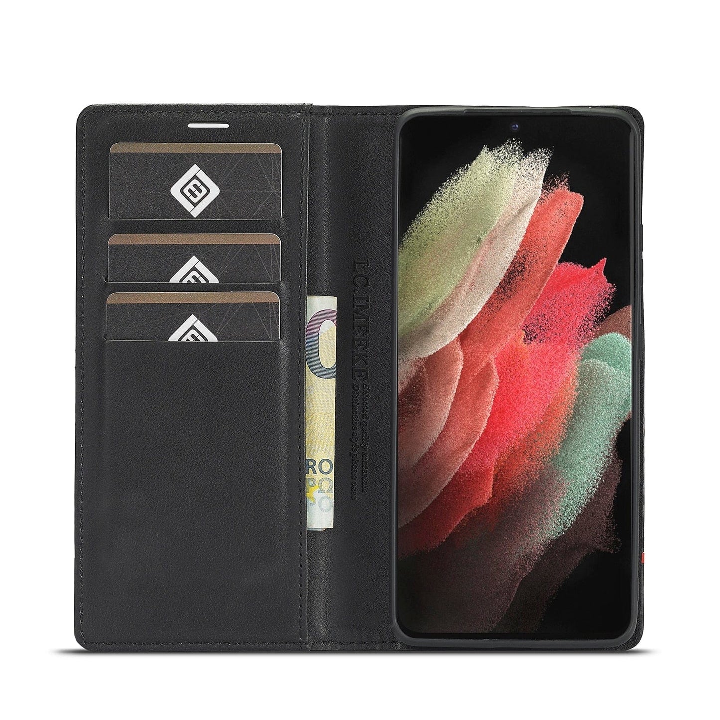Luxury Wallet Phone Case with Card Holder and Lock