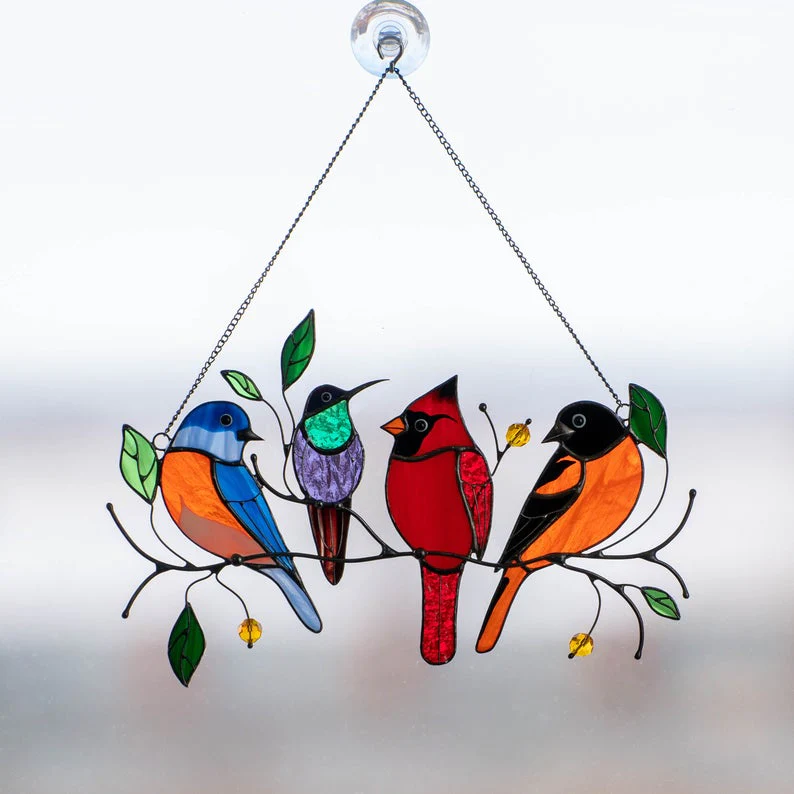Colorful Bird Shaped Window Decorations