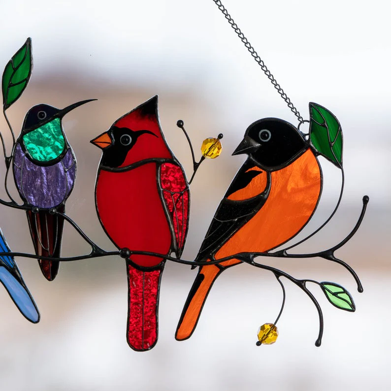 Colorful Bird Shaped Window Decorations